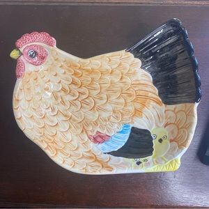 Chicken Shaped Serving Bowl Handpainted
